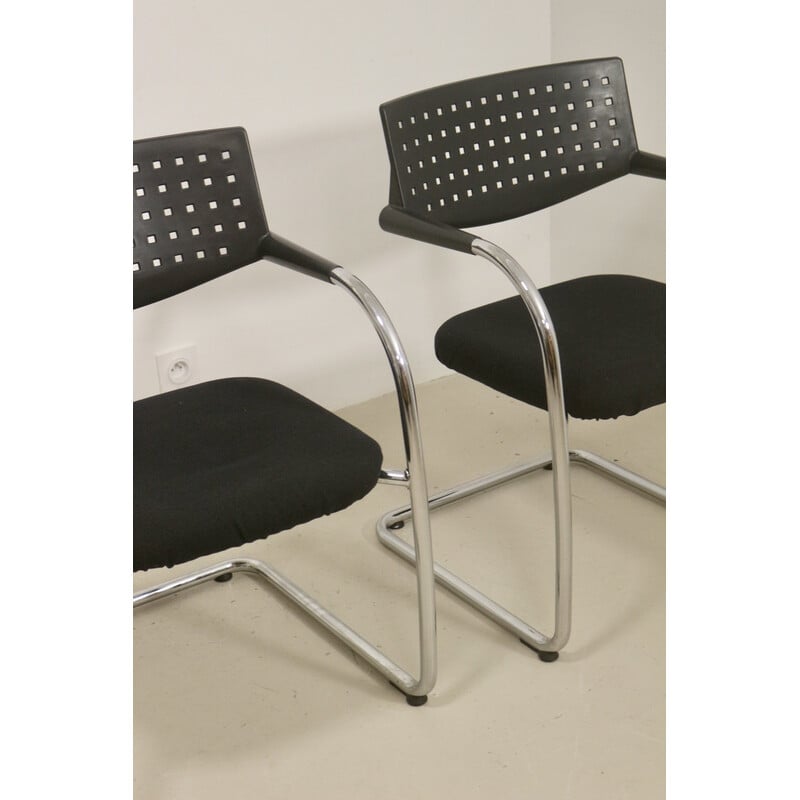 Paire de chaises vintage Visavis en aluminium brossé et tissu par Antonio Citterio et Glen Oliver Low pour Vitra, 1990