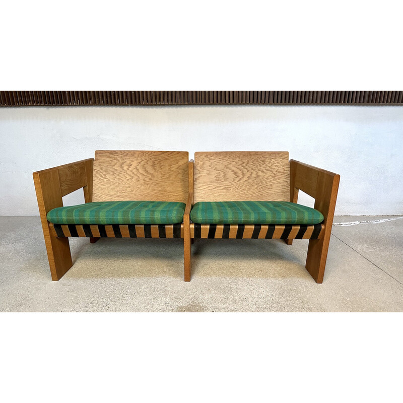 Vintage 2-seater oak sofa by Tage Petersen for Wendelbo, Denmark 1960