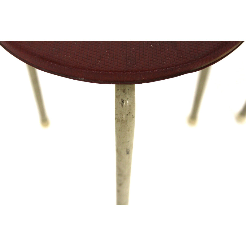 Pair of vintage metal and imitation leather stools, Sweden 1950