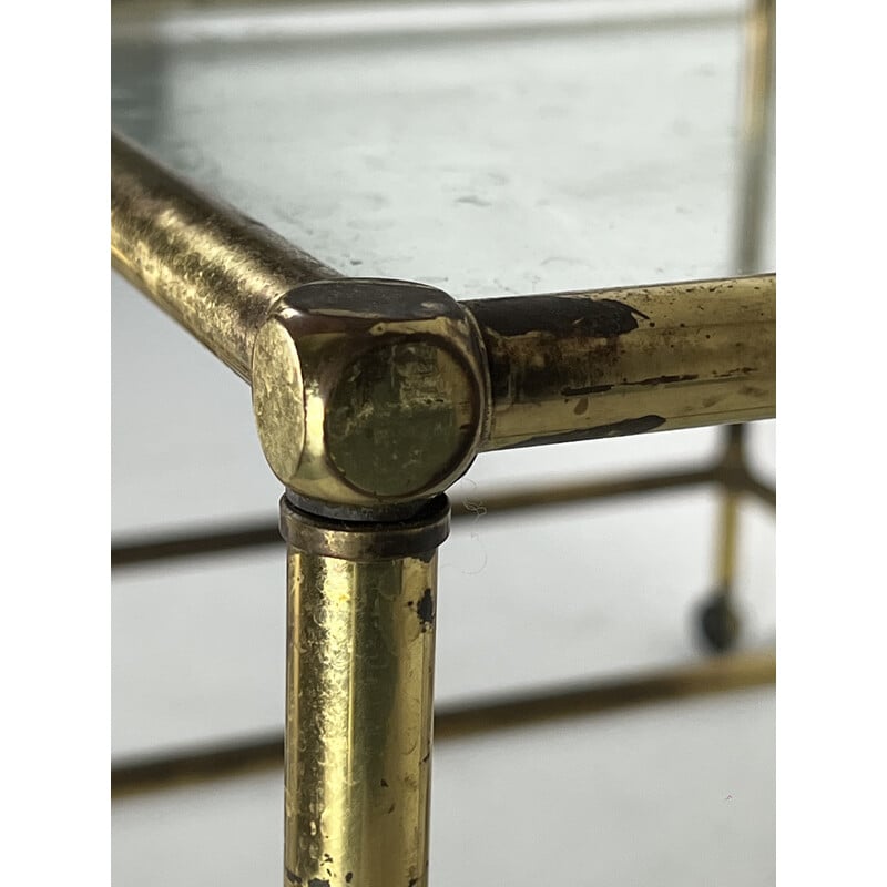 Vintage nesting table in brass and glass, Italy 1950