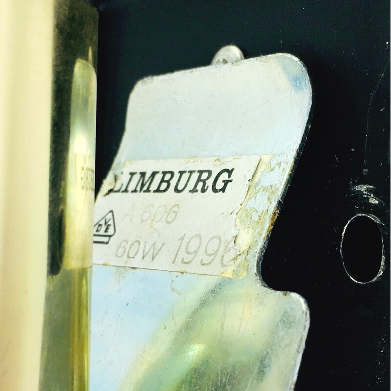 Lampada da parete vintage in vetro ambrato e ottone di Helena Tynell per Limburg, Germania 1960