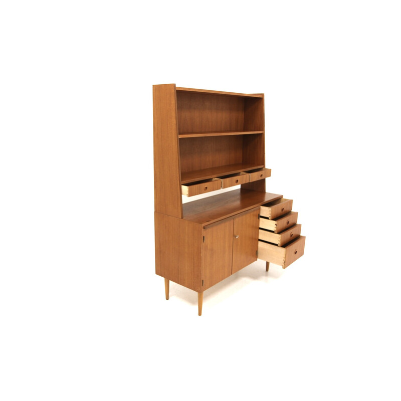 Vintage secretary desk in teak and beech, Sweden 1960