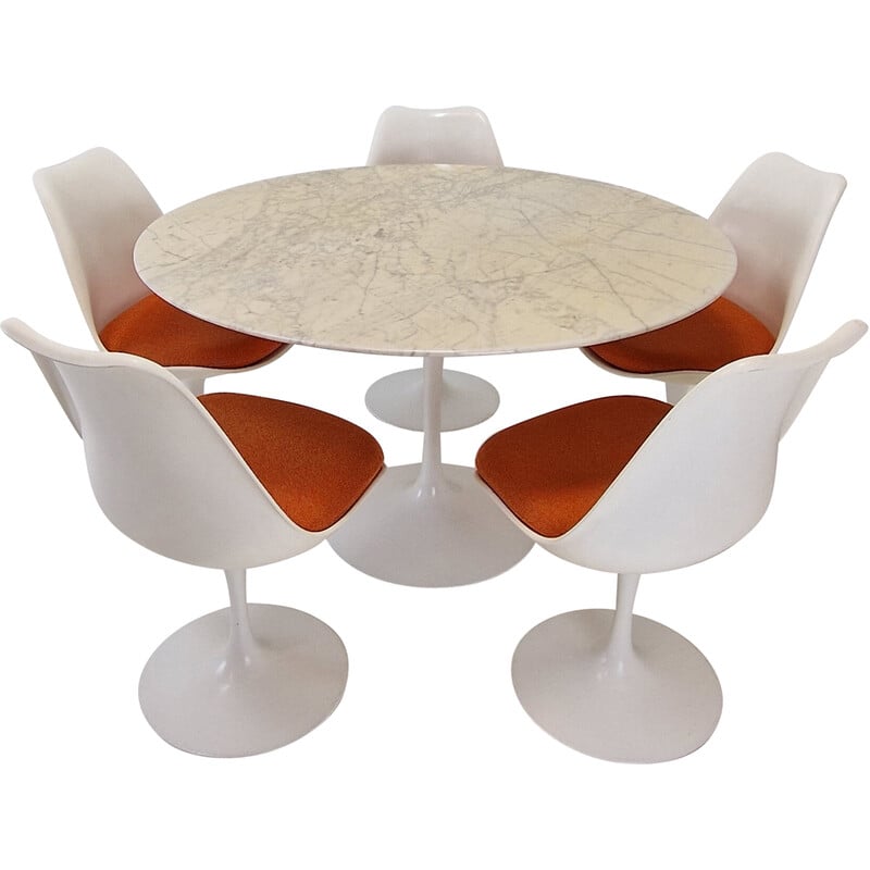 Juego de comedor vintage de mármol de Eero Saarinen para Knoll International, 1960