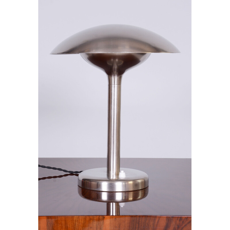 Lampe de table vintage Bauhaus en acier nickelé par František Anýž, Tchécoslovaquie 1920