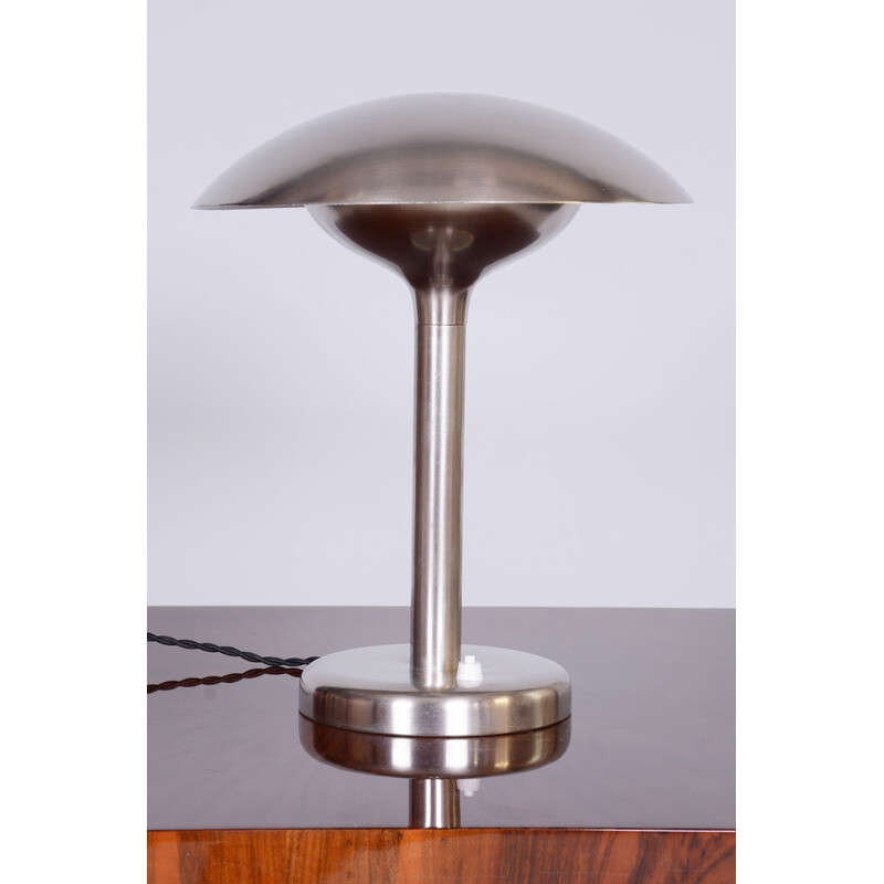 Vintage Bauhaus table lamp in nickel-plated steel by František Anýž, Czechoslovakia 1920