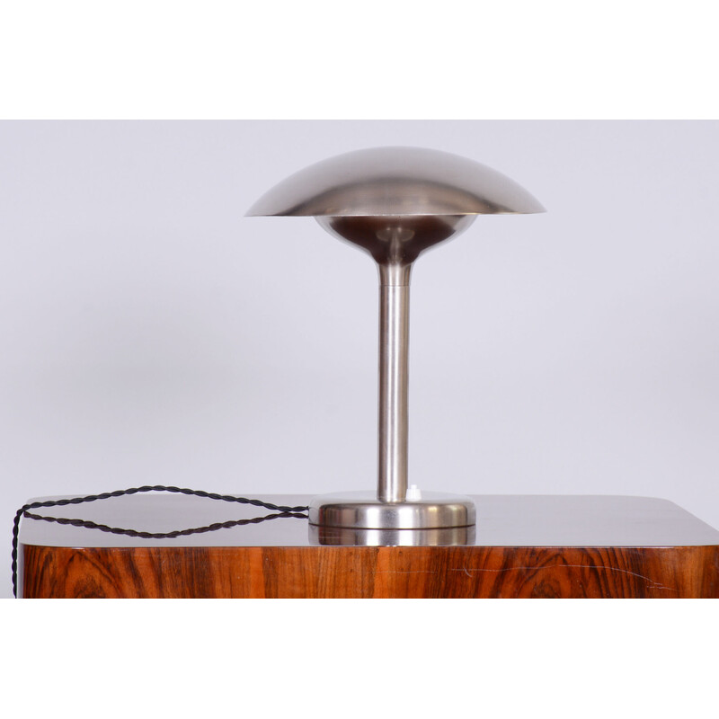 Lampe de table vintage Bauhaus en acier nickelé par František Anýž, Tchécoslovaquie 1920