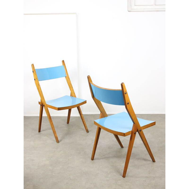 Vintage blue wooden dining set, Italy