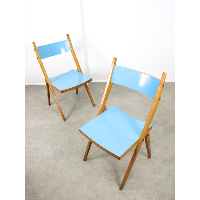 Vintage blue wooden dining set, Italy