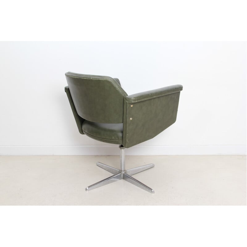 Armchair in green leather, Joseph-André MOTTE - 1950s