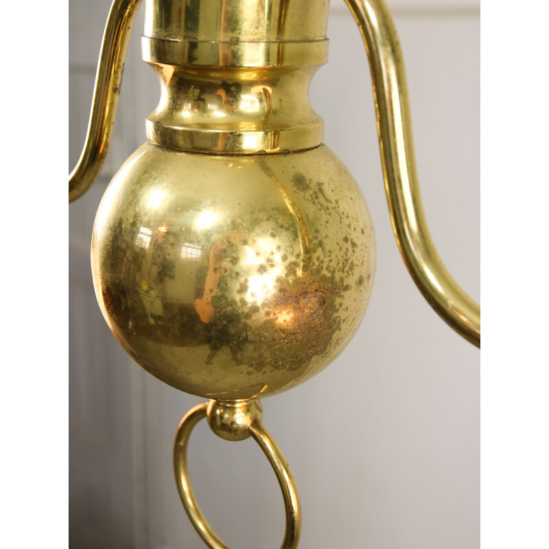 Vintage Art Deco chandelier in brass and opaline, Italy
