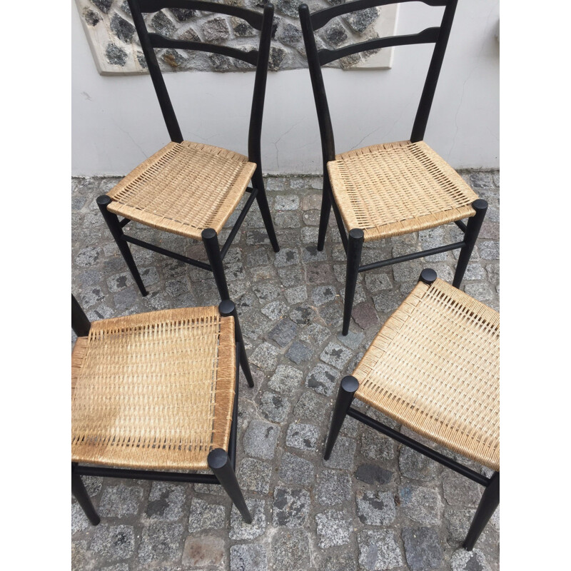 Suite de 4 chaises italiennes en bois - 1960