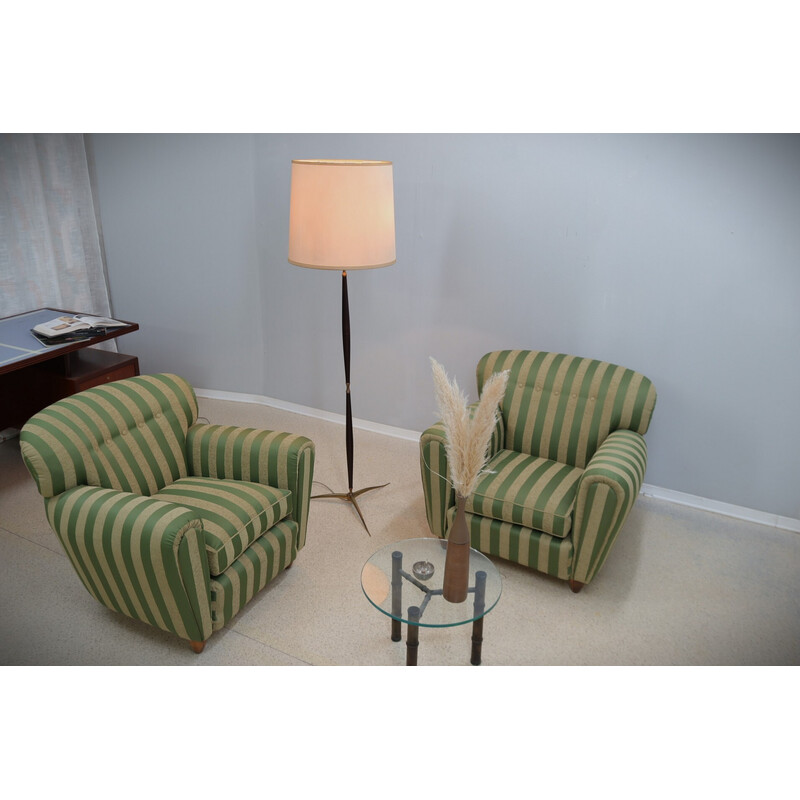 Vintage Arredoluce floor lamp in ebony wood and brass, 1940