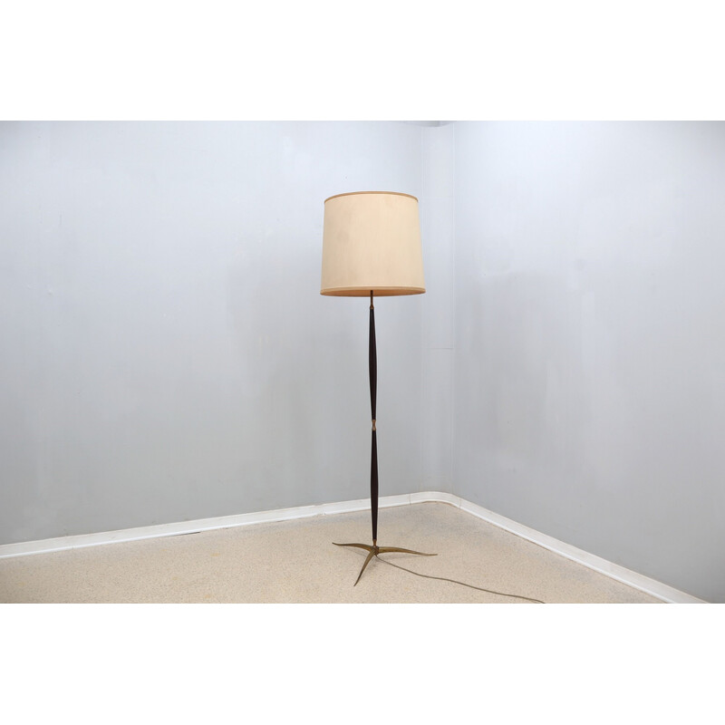 Vintage Arredoluce floor lamp in ebony wood and brass, 1940