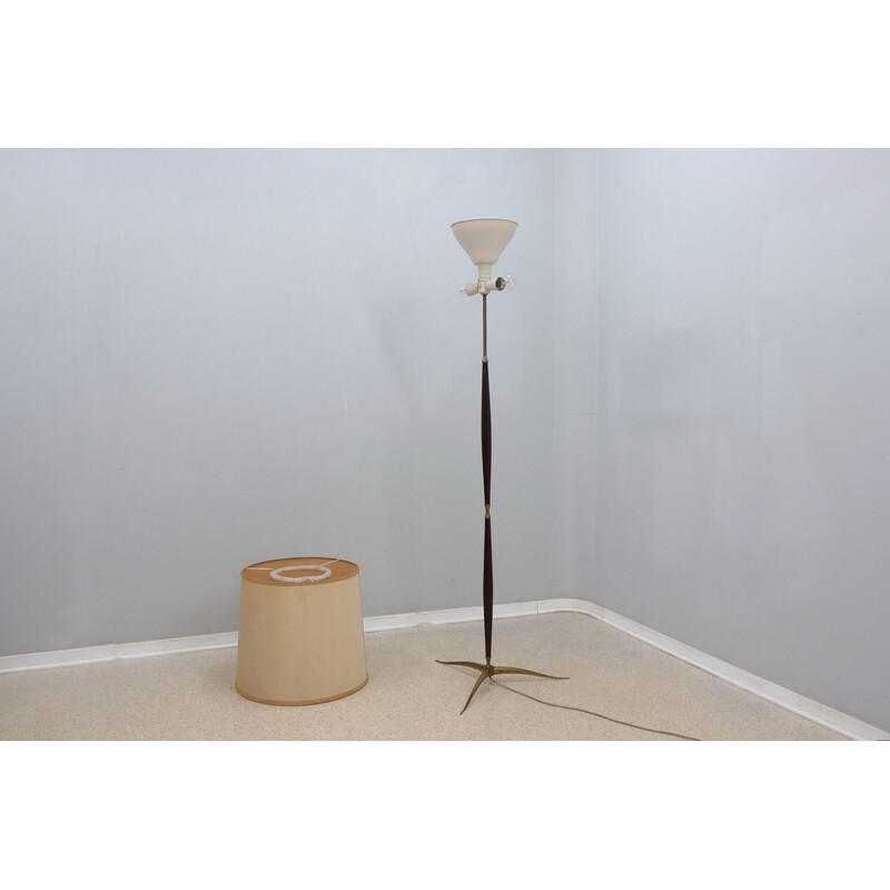 Vintage Arredoluce floor lamp in ebony wood and brass, 1940