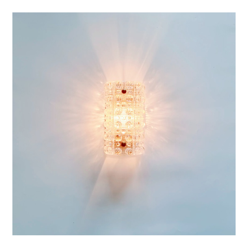 Vintage Venus wall lights in crystal glass and brass by Carl Fagerlund for Orrefors for Lyfa, Denmark 1960