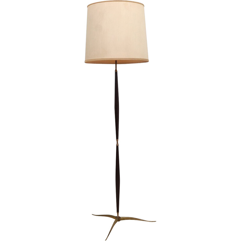 Vintage Arredoluce floor lamp in ebony wood and brass, 1940