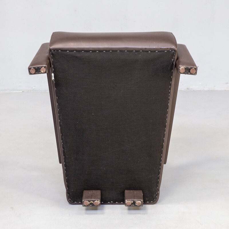 Paire de fauteuils vitange 'Hemmingway' en cuir marron foncé par Hugo pour Leolux