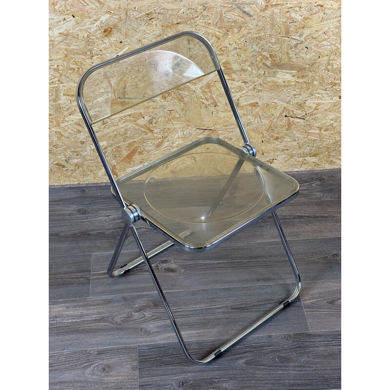 Vintage folding chair in metal and plexiglass by G.Piretti for Castelli Plia, Italy 1970