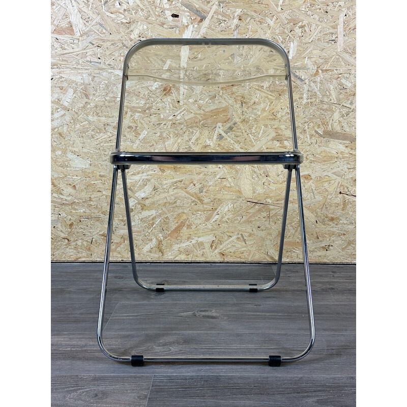 Vintage folding chair in metal and plexiglass by G.Piretti for Castelli Plia, Italy 1970