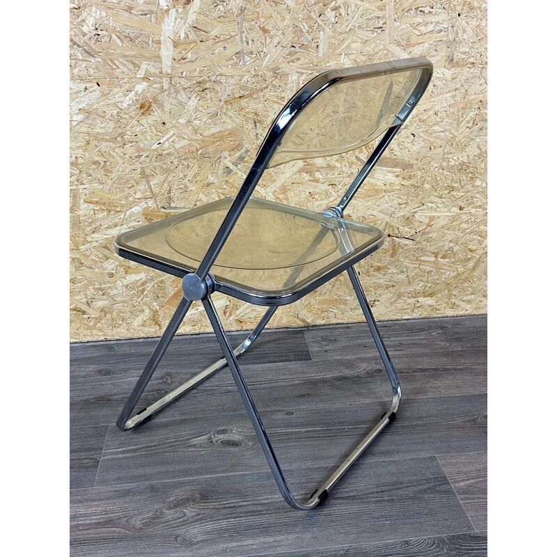 Cadeira dobrável vintage em metal e plexiglass de G.Piretti para Castelli Plia, Itália 1970