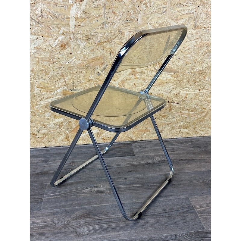 Vintage folding chair in metal and plexiglass by G.Piretti for Castelli Plia, Italy 1970