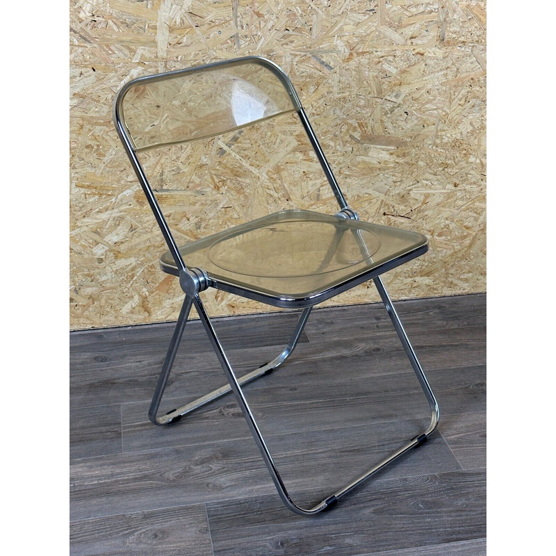 Cadeira dobrável vintage em metal e plexiglass de G.Piretti para Castelli Plia, Itália 1970