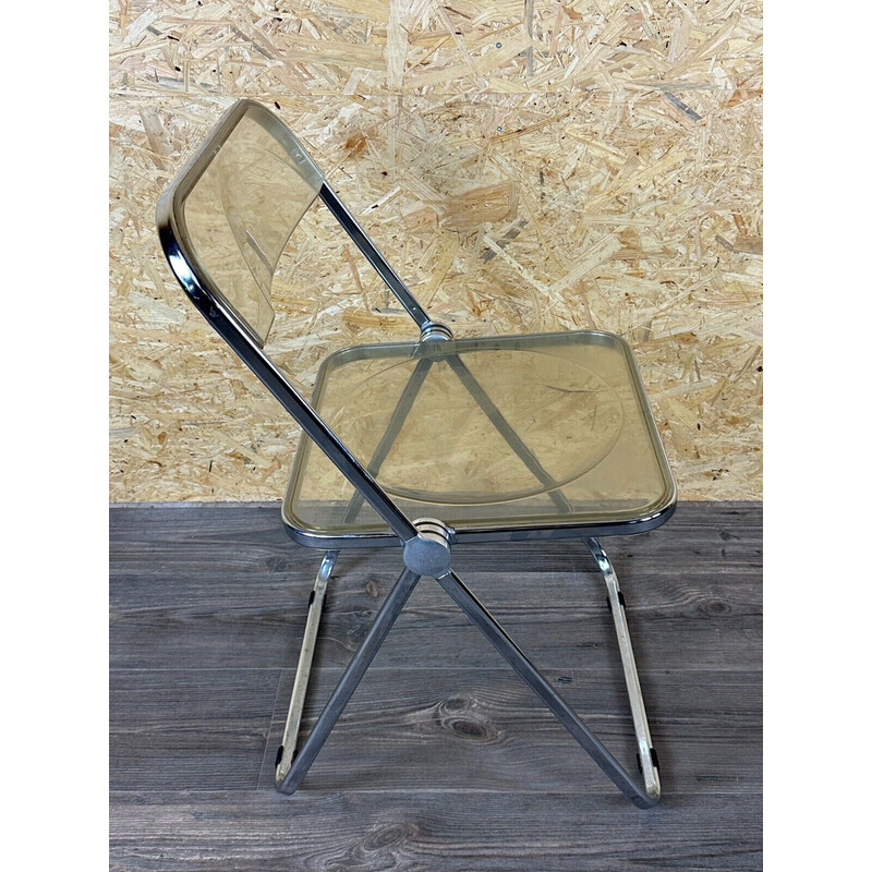 Vintage folding chair in metal and plexiglass by G.Piretti for Castelli Plia, Italy 1970