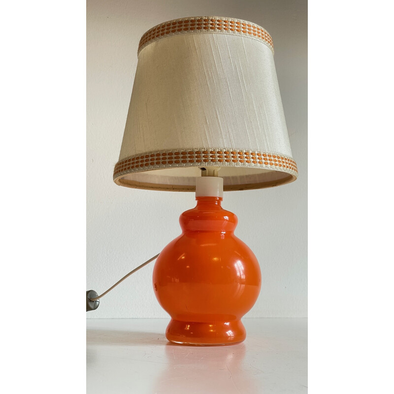 Pair of vintage orange glass lamps, 1970