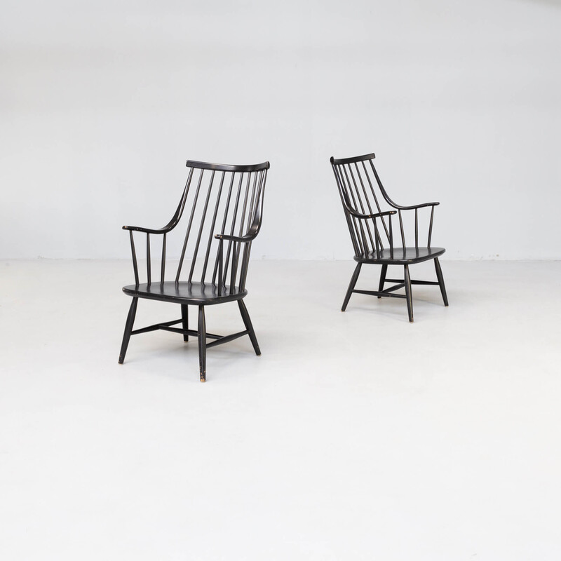 Cadeira de braços em madeira de bétula vintage de Lena Larsson Grandessa para Nesto, 1960