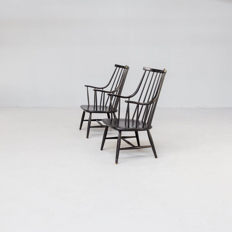 Vintage gebogen houten fauteuil van Lena Larsson Grandessa voor Nesto, 1960