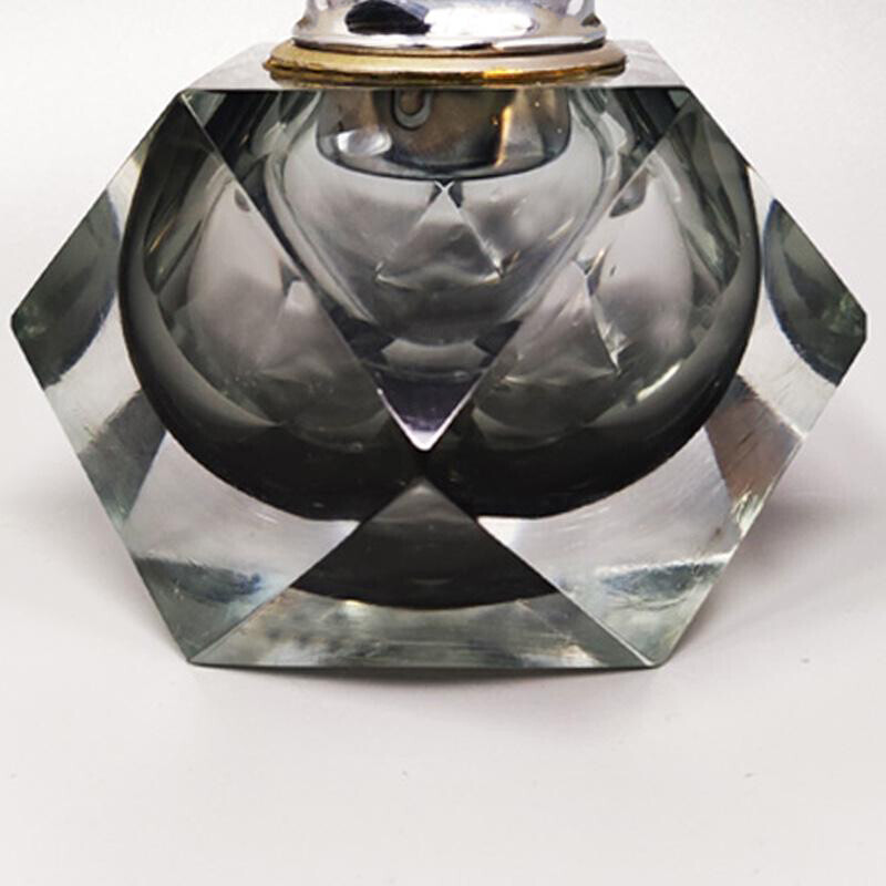 Vintage gray Murano glass Sommerso table lighter by Flavio Poli for Seguso, Italy 1960