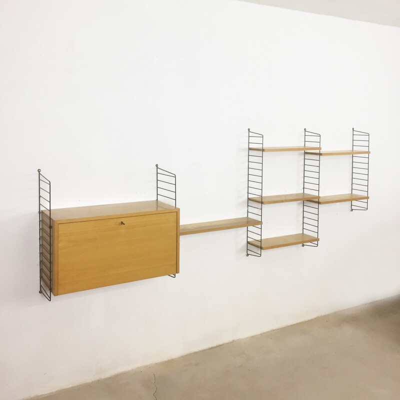 Swedish ash wall unit by Nisse Strinning for String - 1960s