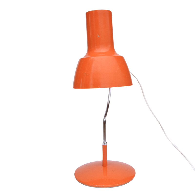 Vintage orange desk lamp in lacquered and chromed metal by J. Hurka for Napako, Czechoslovakia 1960