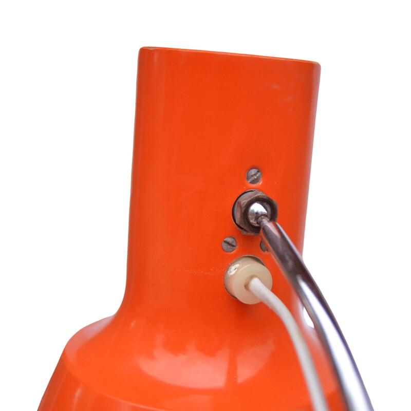 Vintage orange desk lamp in lacquered and chromed metal by J. Hurka for Napako, Czechoslovakia 1960