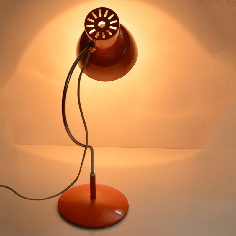 Lampe de bureau vintage orange en métal laqué et chromé par J. Hurka pour Napako, Tchécoslovaquie 1960