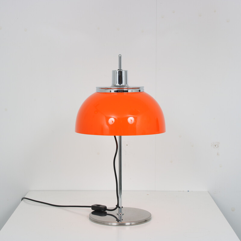 Vintage “Faro” table lamp in chrome metal by Harvey Guzzini for Guzzini, Italy 1970