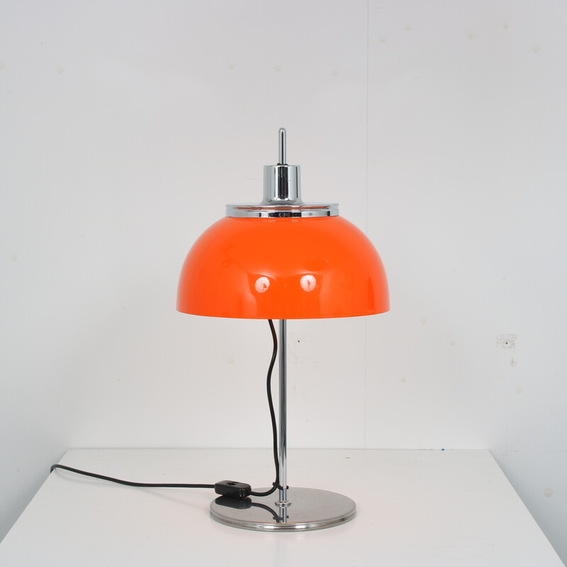 Vintage "Faro" tafellamp in chroom metaal door Harvey Guzzini voor Guzzini, Italië 1970