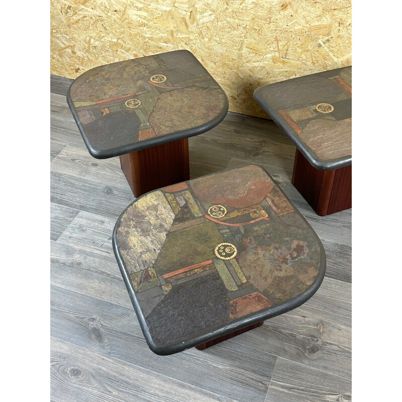 Set van 3 vintage salontafels in hout en metaal van Paul Kingma voor Kneip, Duitsland 1990