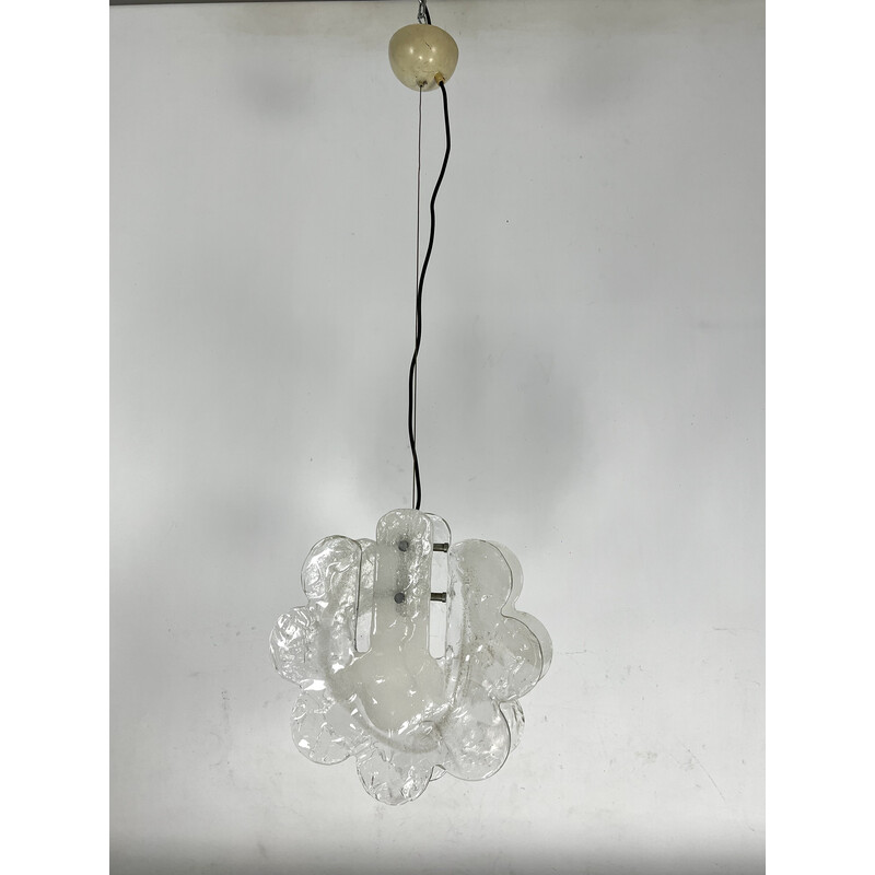 Vintage Murano pulegoso glass pendant lamp for Mazzega, Italy 1970