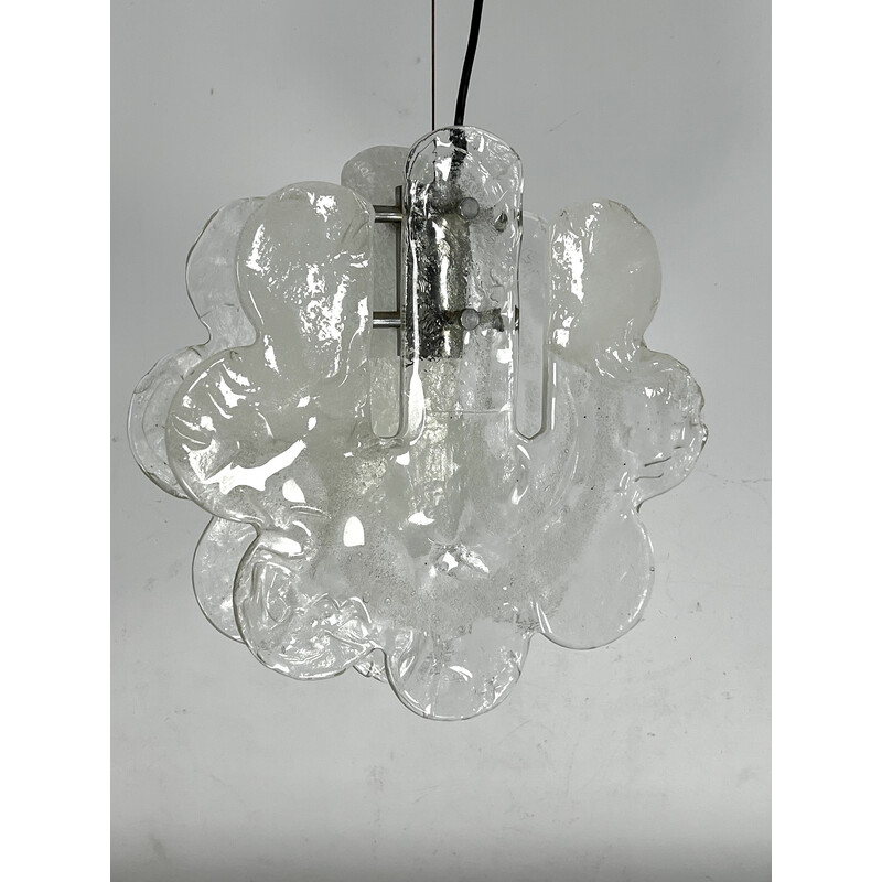 Vintage Murano pulegoso glass pendant lamp for Mazzega, Italy 1970