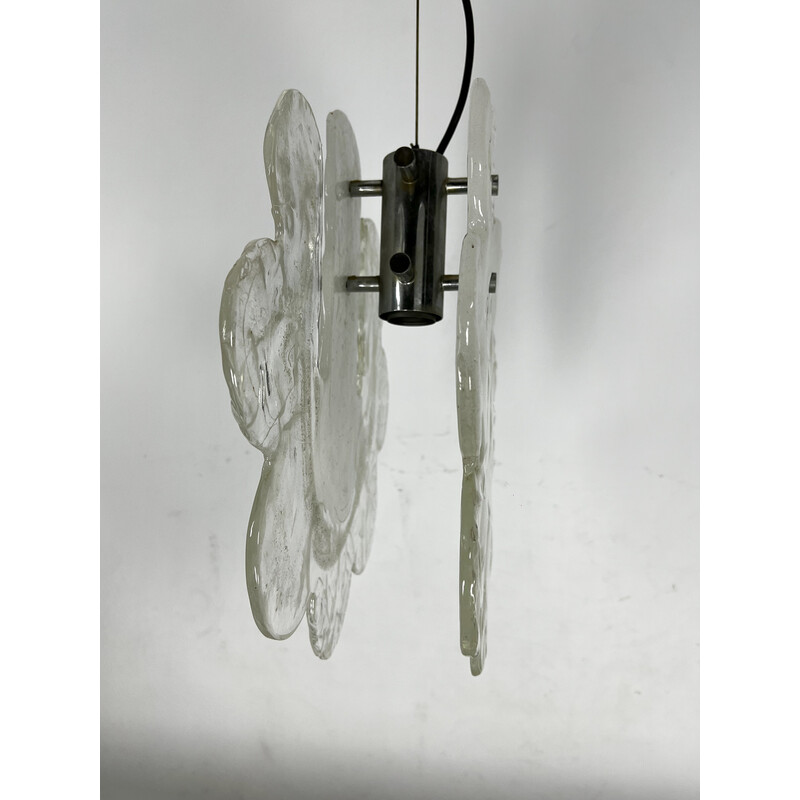 Vintage Murano pulegoso glass pendant lamp for Mazzega, Italy 1970