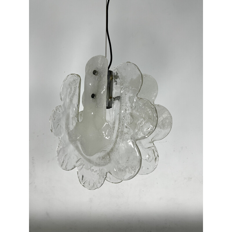 Vintage Murano pulegoso glass pendant lamp for Mazzega, Italy 1970