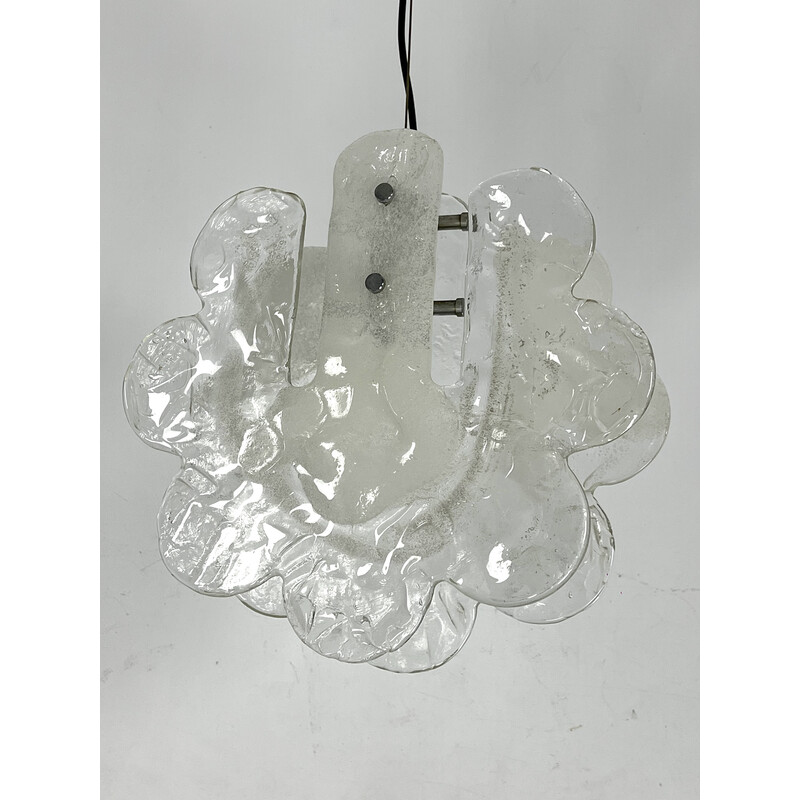 Vintage Murano pulegoso glass pendant lamp for Mazzega, Italy 1970