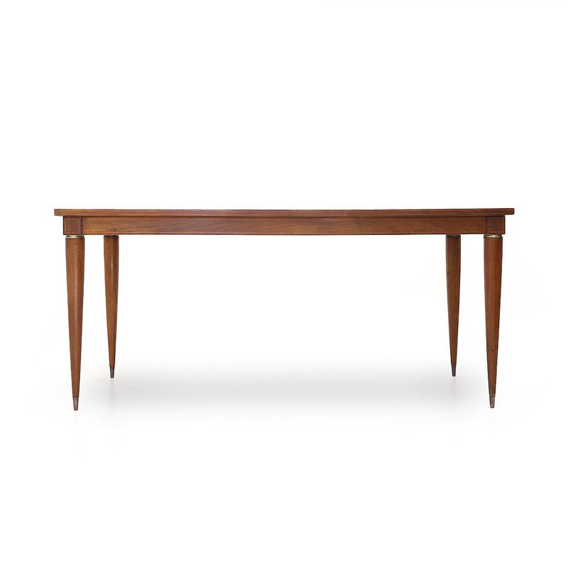 Vintage solid wood and brass dining table by Paolo Buffa for Palazzi dell'arte Cantù, Italy 1950