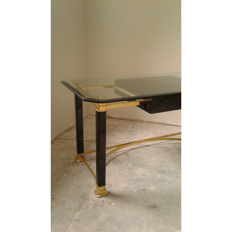 Italian desk in golden and black brass - 1980s