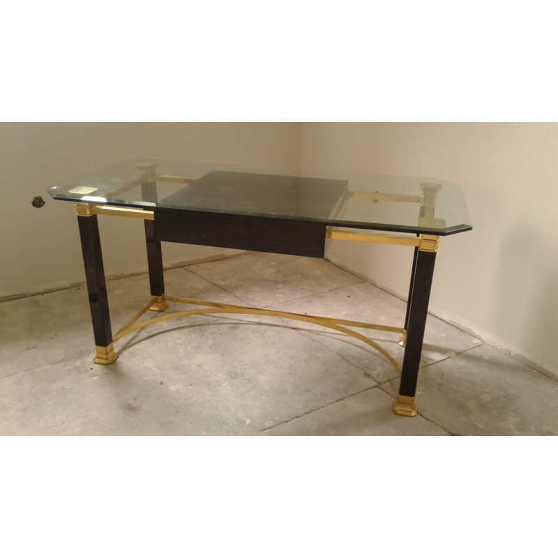 Italian desk in golden and black brass - 1980s