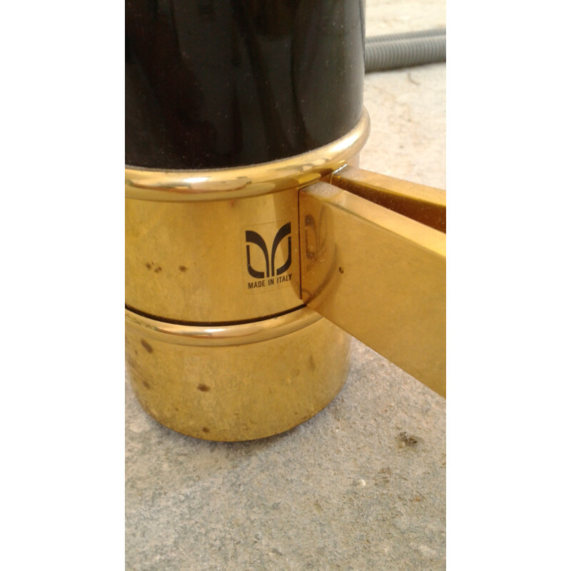 Black and gold Italian dining table in brass - 1980s