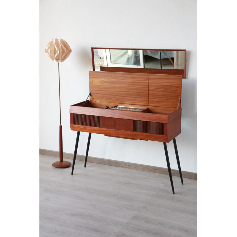 Vintage teak "radiogram" hi-fi cabinet for His Master's Voice, England 1970