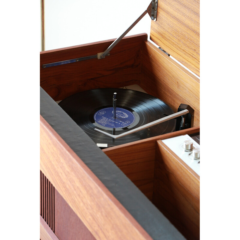 Meuble Hifi vintage "radiogramme" en teck pour His Master's Voice, Angleterre 1970