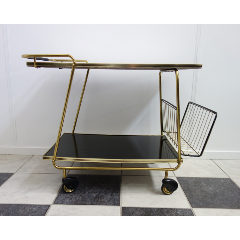 Brass serving trolley on wheels - 1950s